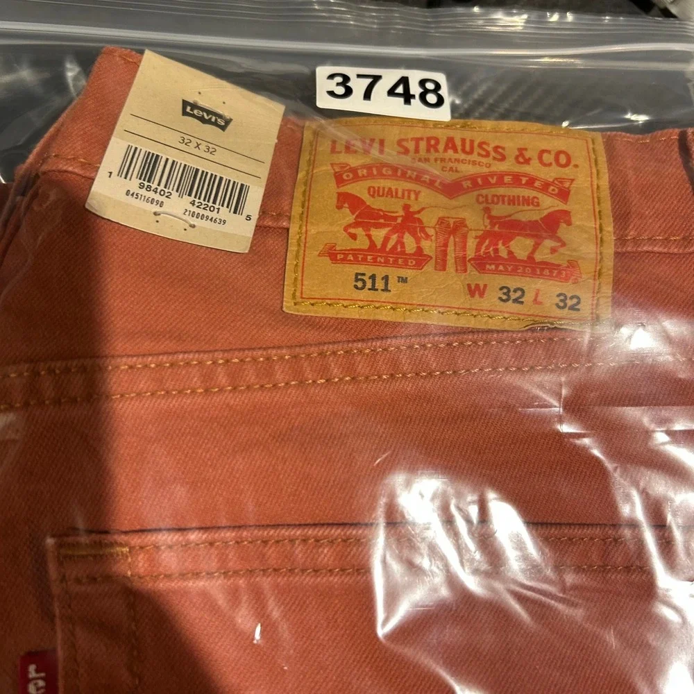 Levis 511 Slim Jeans Mens 32x32 Etruscan Red (Orange) Stretch Twill Pants